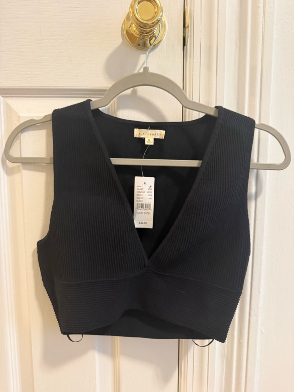 Pacsun LA Hearts Black Ribbed V-Neck Crop Top